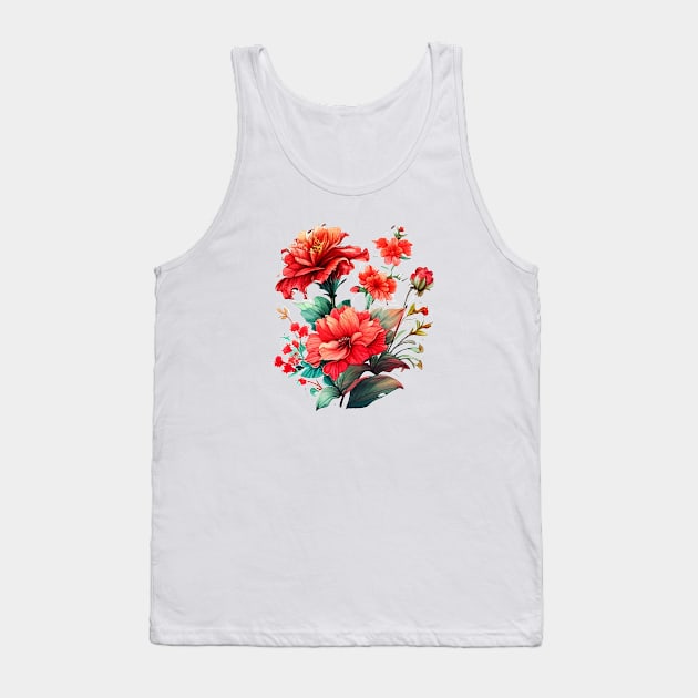 Red Flowers Tank Top by Mixtgifts